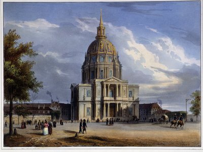 アルノウトの「1837年のパリ」に登場するアンヴァリッドのドーム 作： Louis Jules Arnout
