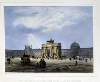 チュイルリー宮殿とカルーセルの凱旋門 - アルノウトの「1837年のパリ」より 作： Louis Jules Arnout
