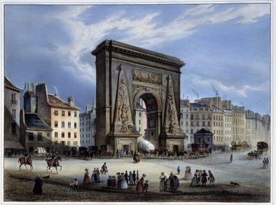 Porte de Saint-Denis - Arnoutの "Paris en 1837 "に掲載されています。Weith & Hauser 作： Louis Jules Arnout