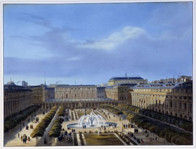 王宮庭園の眺め - アルノウトの「1837年のパリ」にて 作： Louis Jules Arnout