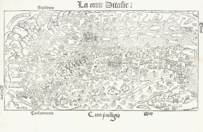 イタリアの地図、1830年頃 作： Louis Julien Jacottet