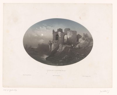 フォー ヘームスキンデレンの城の遺跡の眺め Château des 4 fils Aymond (Gironde) (オブジェクトのタイトル) 作： Louis Julien Jacottet