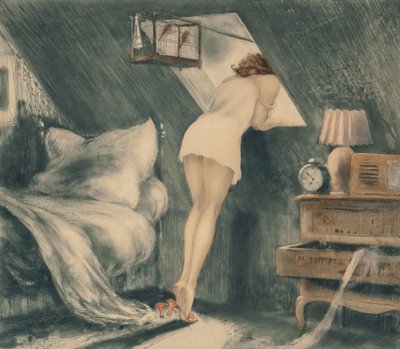 屋根裏部屋、1940年。 作： Louis Justin Laurent Icart