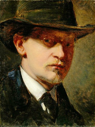 帽子をかぶった自画像」（油彩・キャンバス） 作： Louis Kolitz