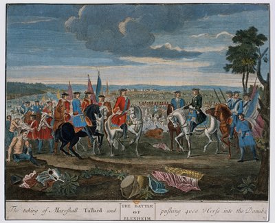 1704年のブレナムの戦いで、マーシャルタラードを奪い、4000頭の馬をドナウ川に押し込みました。1760年頃 作： Louis Laguerre