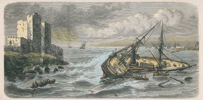 M.モルグヴィルの写真による、1863年のベイルートでの「ジョルダン」の沈没 作： ルイ・ル・ブルトン