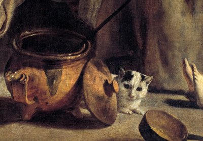 室内にいる農民の家族 猫と銅鍋を表現したディテールルイス・ザ・ナイン（1593-1648）による絵画 17世紀 作： Louis le Nain