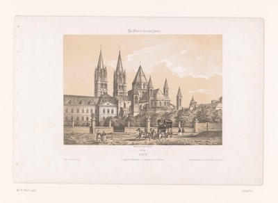 Zicht op de Abbaye aux Hommes met de Saint-Étienne Church te Caen カーン。 偉大な Et. Etienne、または男性の修道院 (オブジェクトのタイトル) Hedendaags Frankrijk (シリーズタイトル) 最近のフランス (オブジェクトのシリーズ タイトル) 作： Louis Le Breton