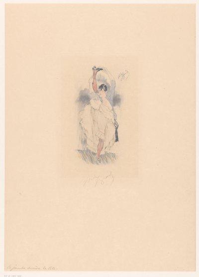 頭の後ろに足を伸ばしたカンカン ダンサー La jambe derrière la tête (オブジェクトのタイトル) 作： Louis Legrand (signed by artist)