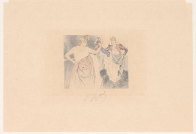 足を上げた 2 つのカンカン ダンサー ル・クロワーズマン 作： Louis Legrand (signed by artist)