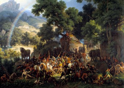 カスティーリャ州グアダラマの山中にあるアビス峠の通過点でのギサンドの戦い 作： Louis Lejeune