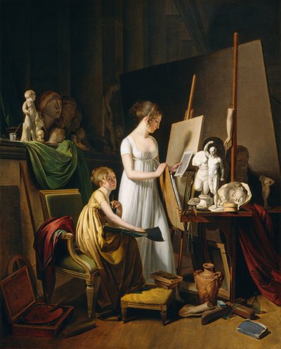 画家のスタジオ、c。 1800年（キャンバスに油彩） 作： Louis Leopold Boilly