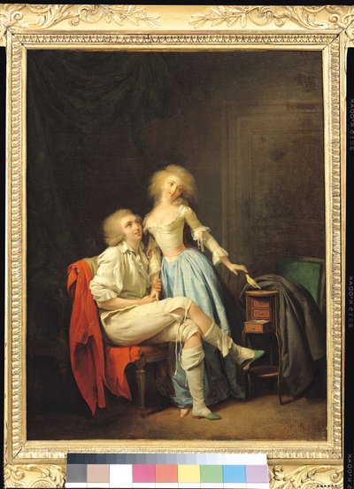 逃げた鳥とカップル（キャンバスに油彩） 作： Louis Leopold Boilly