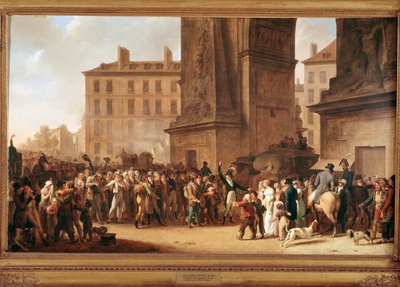 ナポレオン戦争に参戦するため、パリのサン・ドニ門から出発する新兵たち。 作： Louis Leopold Boilly