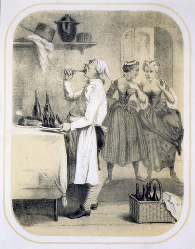 キッチンの大食い、七つの大罪を描いた一連の版画、1850年頃 作： Louis Leopold Boilly