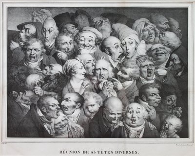 35人の首のグループ、1825年 作： Louis Leopold Boilly