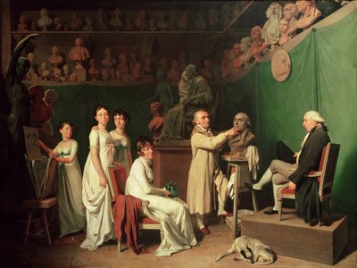 ジャンアントワーヌウドン（1741-1828）ピエールシモンの胸像を彫刻（1749-1827）妻と娘のいる場所でラプラス侯爵、1804年 作： Louis Leopold Boilly