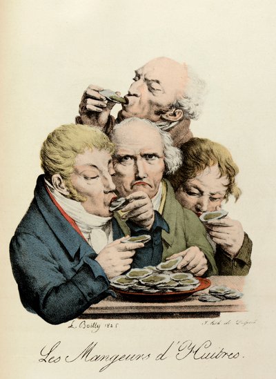 ルイ・レオポルド・ボイの「牡蠣を食べる人」のエングレービング（Louis Leopold Boilly 作： Louis Leopold Boilly