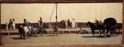 ポン・ロワイヤル通り ルイ・レオポルド・ボワイ（1761-1845）によるパリの絵画 1800年日。0.25x0.69 m パリ、カルナヴァレ博物館 作： Louis Leopold Boilly