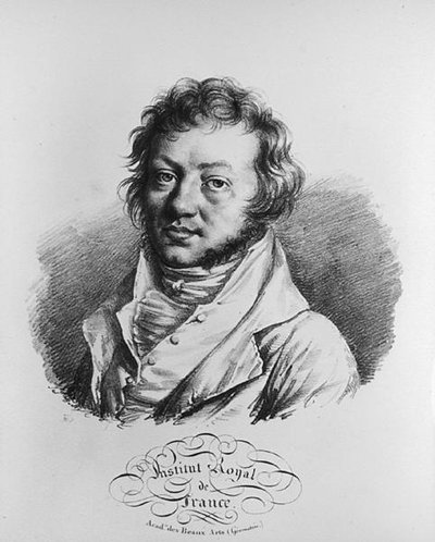 アンドレ・マリー・アンペール（1775-1836）の肖像（リトグラフ）（モノクロ写真） 作： Louis Leopold Boilly