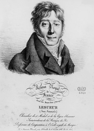 フランスの作曲家、ジャン＝フランソワ・レスール（1760-1837）の肖像、ルイ＝レオポルド・ボワイ（1761-1845）による彫刻 作： Louis Leopold Boilly