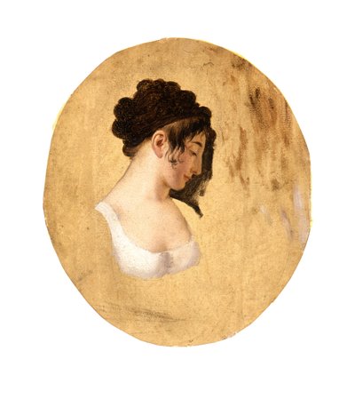 若い女性の頭の輪郭、c.1794（キャンバス上の油彩） 作： Louis Leopold Boilly