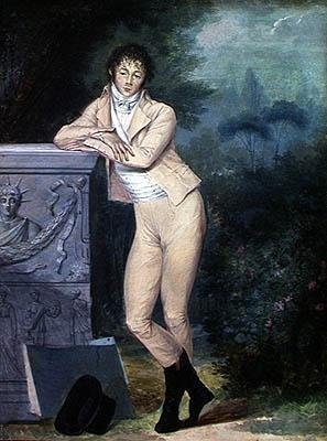 庭での自画像」（紙にガッシュ） 作： Louis Leopold Boilly