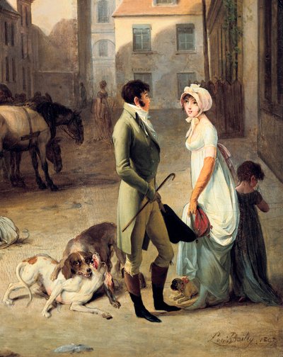 ターミナルへの駅馬車の到着、詳細 作： Louis Leopold Boilly