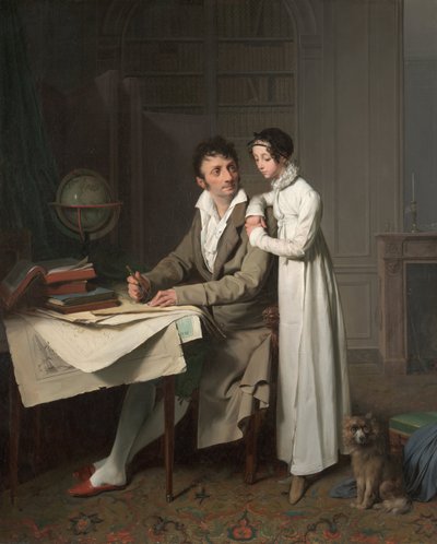 Monsieur Gaudryとその娘の地理レッスンポートレート 作： Louis Leopold Boilly