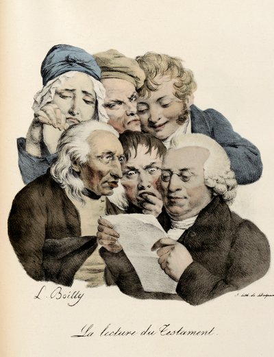 遺言書の朗読会 ルイ・レオポルド・ボイのエングレーヴィング（Louis Leopold Boilly 作： Louis Leopold Boilly