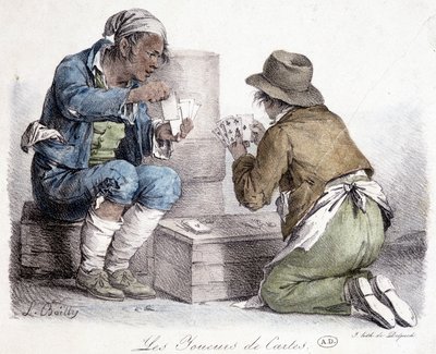 1820年頃、L.ボイリーの彫刻による「カードプレーヤー」。 作： Louis Leopold Boilly