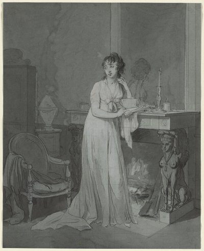 暖炉の前の女性 作： Louis Leopold Boilly