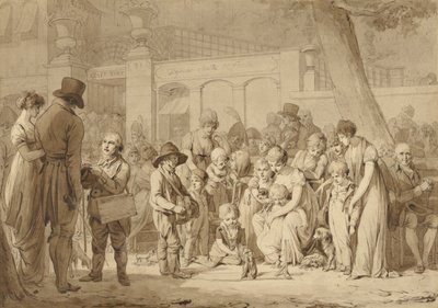 「ジャルダン・テュルクへの入り口」の構図図 作： Louis Leopold Boilly