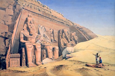 アブシンベル、ラーメセス2世の大神殿」1846年 作： Louis M. A. Linant de Bellefonds,