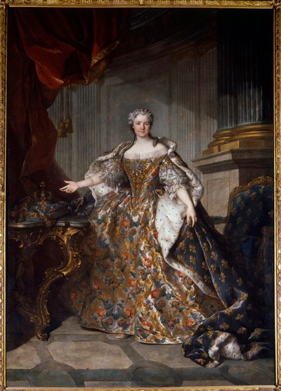 マリー・レクザンスカ(Lesczynska)(1703-1768)の肖像 フランス王妃 ルイ・トック(1696-1772)の絵画 1740年 Sun.2,77x1,91 m - 「マリー・レクザンスカ（レスチンスカ）の肖像」（1703-1768） - ルイ・トック（1696-1772）による絵画、油彩、カンヴァス（277x7x191 cm）。 作： Louis Tocqué