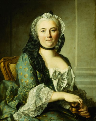 座っている女性の肖像画、半分の長さ、嗅ぎタバコ箱、 作： Louis Tocqué