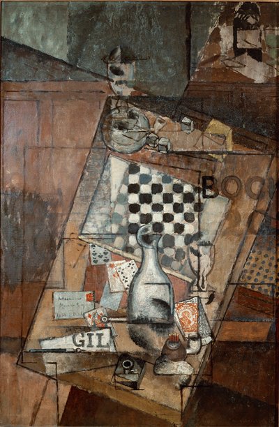 チェスを描いた静物画 ルイ・マルクス（1878-1941） 1912年 Sun.143x97 cm パリ、国立近代美術館、ポンピドゥー・センター 作： Louis Marcoussis