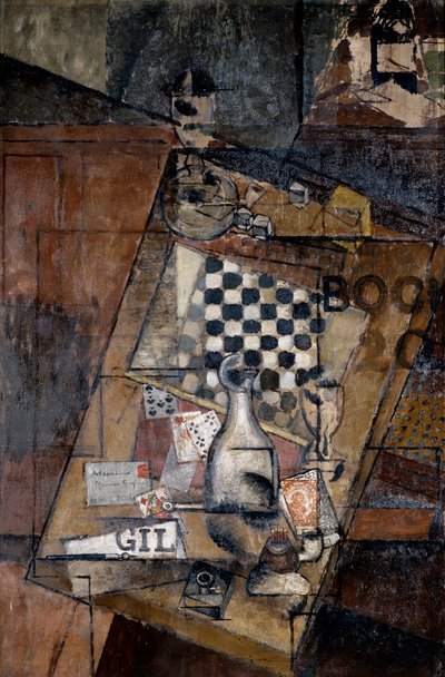 チェス盤のある静物、1912年。 作： Louis Marcoussis