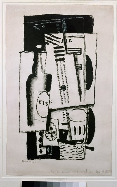 静物画、ガラスに描いた絵の習作（絵画、20世紀 作： Louis Marcoussis