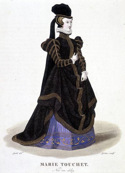 マリー・トゥーシェ（1549-1638）の肖像。Galerie francaise de femmes famés "にて。 作： Louis Marie Lante