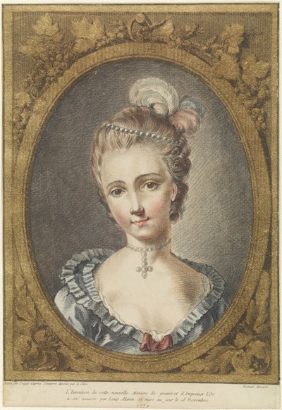 真珠のネックレスをした若い女性の胸像 作： Louis Marin Bonnet