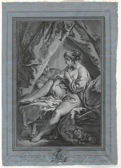 1764- 1767年、ベッドに座った若い女性。 作： Louis Marin Bonnet