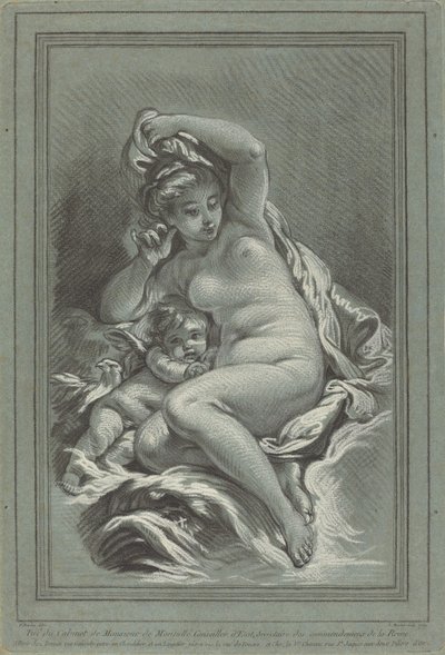 イルカに乗るビーナスとキューピッド 作： Louis Marin Bonnet after Juste François Boucher