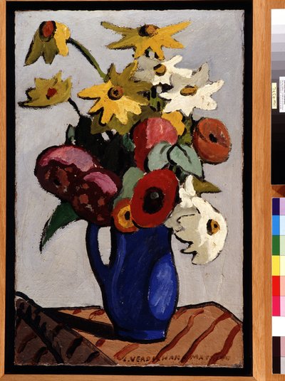 Ramo de flores em vaso azul Pintura de Louis Mathieu Verdilhan (1875-1928) Dim. 71,5x45,5 cm Menção obrigatória: Coleção fondation concernes de Provence, Marselha 作： Louis Mathieu Verdilhan