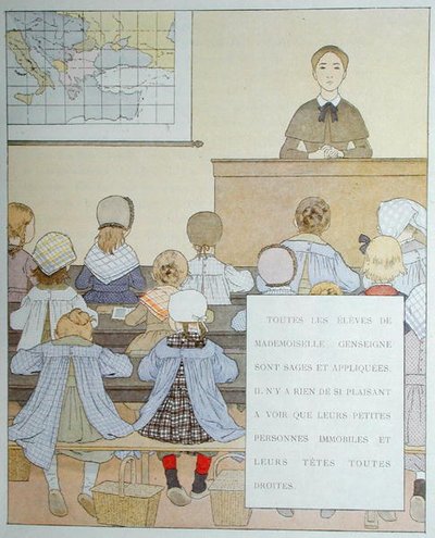 マドモアゼル・ゲンセーニュの生徒たち」、アナトール・フランス（1844-1924）の「Nos Enfants」からの挿絵 作： Louis Maurice Boutet de Monvel