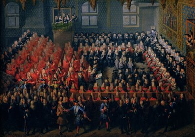 1715年9月12日、パリ議会で開催された正義のベッド 作： Louis Michel Dumesnil