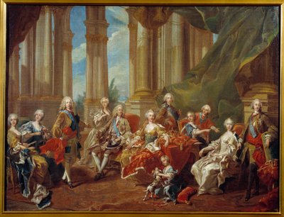 スペイン王フィリップ5世（1683〜1746）とその家族。ルイ・ミシェル・ヴァン・ロー（1707-1771）のスケッチ 作： Louis Michel van Loo