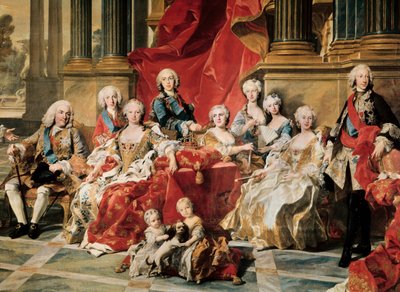 家族に囲まれたフィリップ5世ルイ・ミシェル・ファン・ローの絵画の詳細 作： Louis Michel van Loo