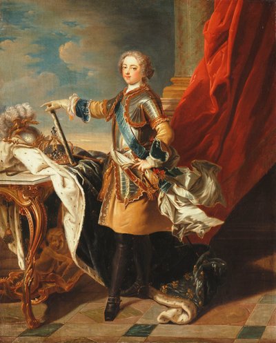 ルイ15世の肖像、フルレングス、ハーフアーマーを着用、 作： Louis Michel van Loo