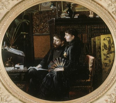 アルフォンス・ドーデ (1840-1897) と妻のジュリー・アラール (1883) の肖像。 作： Louis Montegut